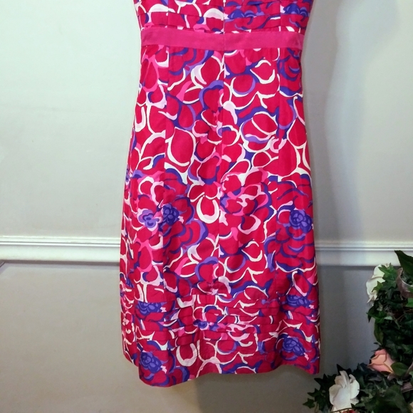 Vintage Lilly Pulitzer Rose Red, Pink & Purple Pleated Bodice Floral Sundress - Picture 8 of 11